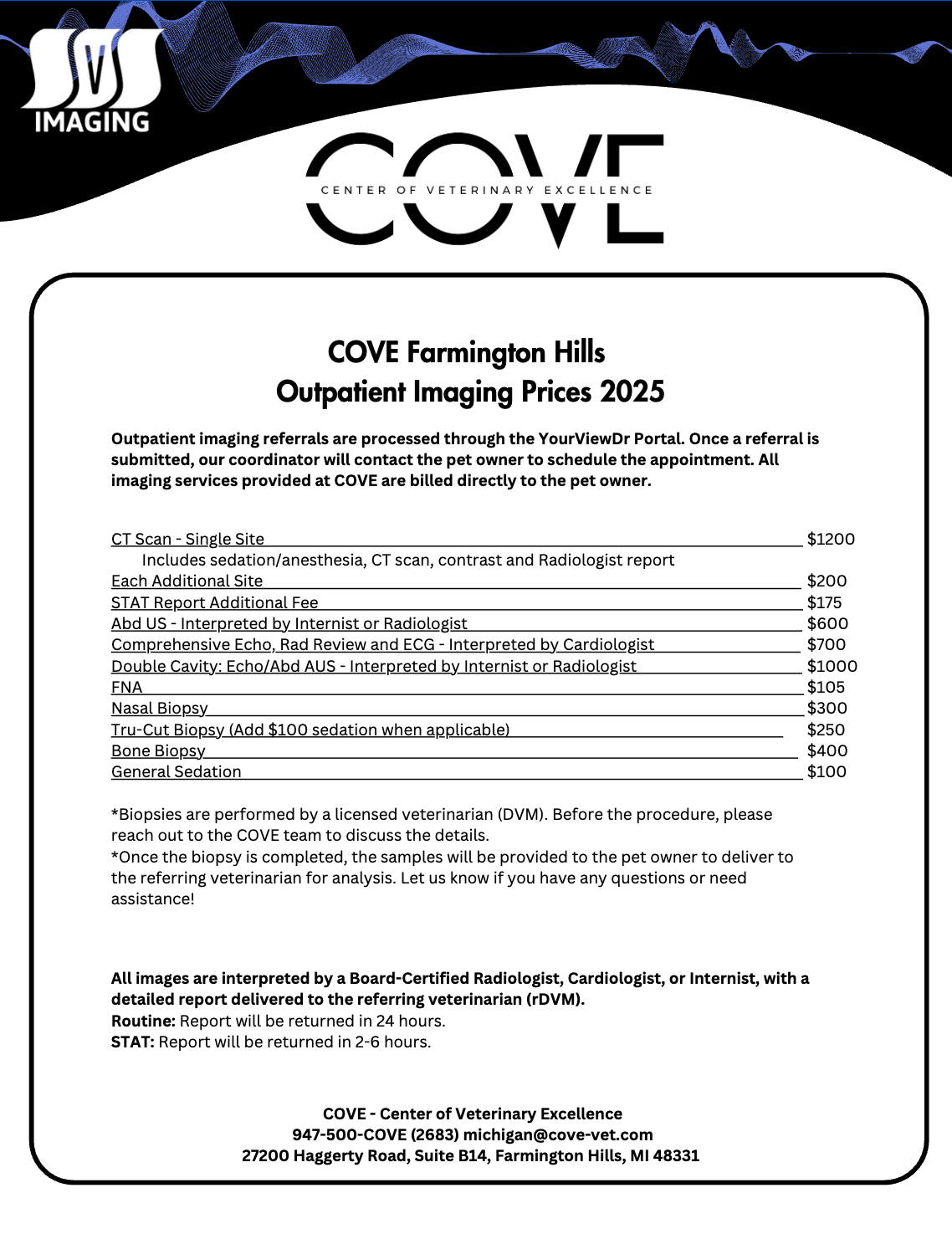 Farmington Hills Price List
