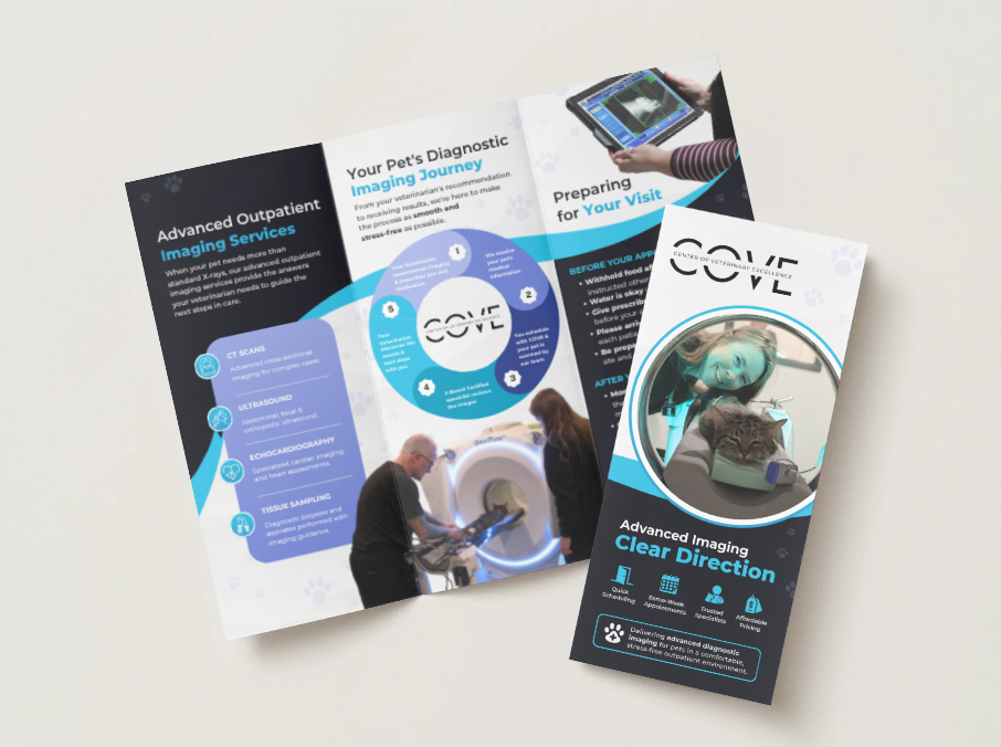 The COVE pet owner brochure explaining advanced veterinary imaging services and appointment preparation The COVE pet owner brochure explaining advanced veterinary imaging services and appointment preparation