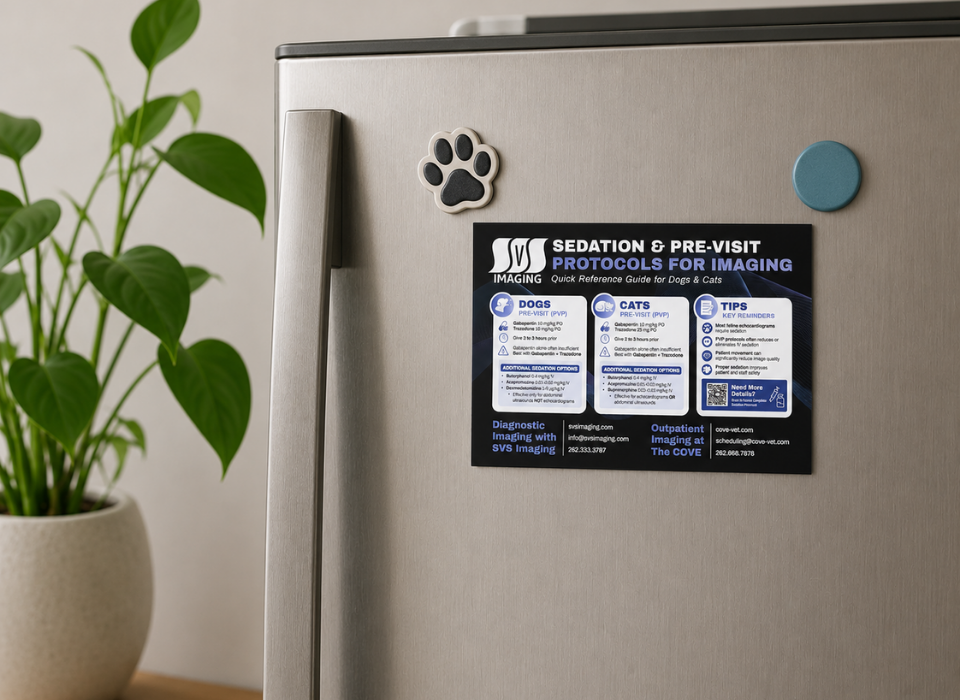 Veterinary sedation protocol quick-reference magnet for diagnostic imaging appointments Veterinary sedation protocol quick-reference magnet for diagnostic imaging appointments